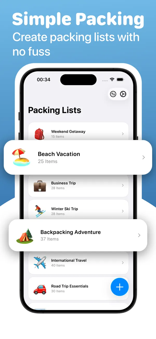 Trip Packing Lists screenshot 1